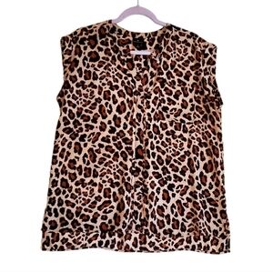 Worthington Animal Print Pullover Dressy Blouse Top Size Large Women Pre-owned‎